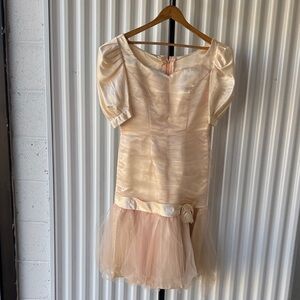 Vintage Peach Satin & Tulle Dress